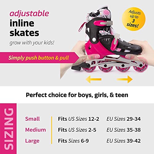 Adjustable Inline Skates for Kids, Teens, and Young Adults Outdoor Roller Skates X1538