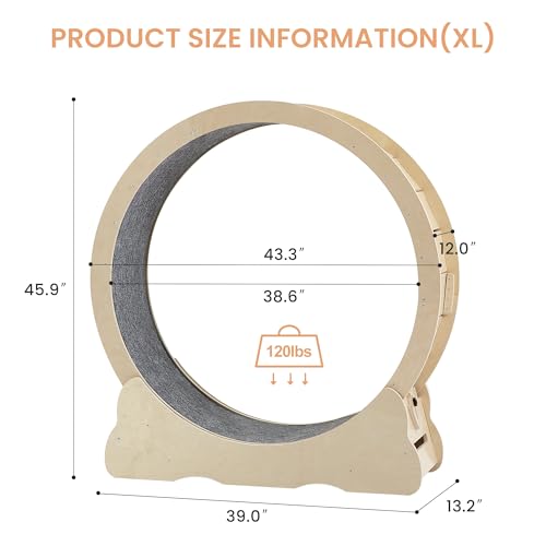 Cat Exercise Wheel for Indoor Cats, Wooden Running Wheel with Lock Feature A225233