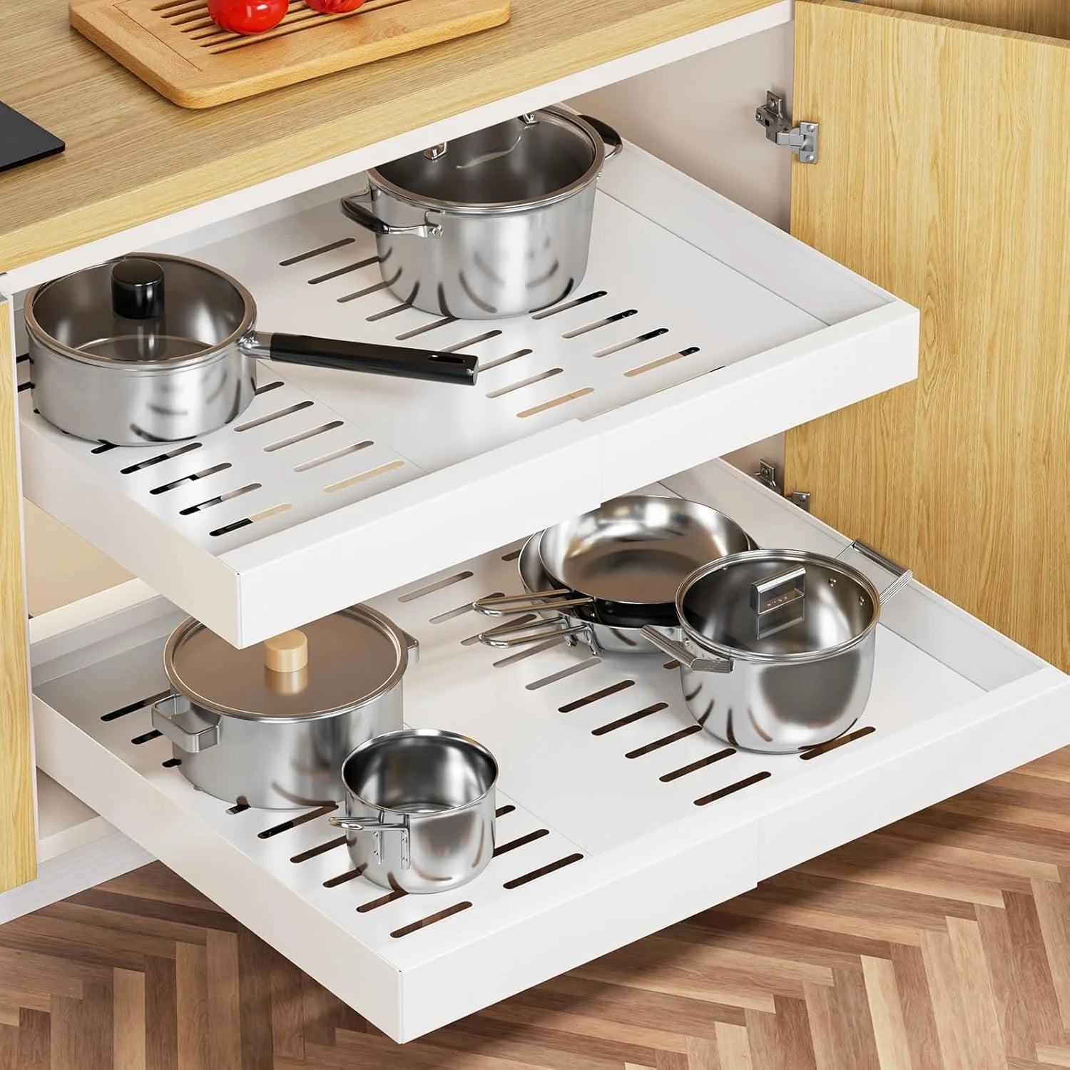 Pull Out Cabinet Organizer, Expandable Slide Out Drawers for Kitchen Storage P8969