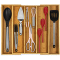 Kitchen Drawer Organizer - Expandable Utensil Drawer Organizer for Kitchen, Cutlery Tray &amp; Silverware Utensils Organizer, 3-5 Slots - Bamboo Organizer for Utensils &amp; Flatware Cutlery (Natural)
