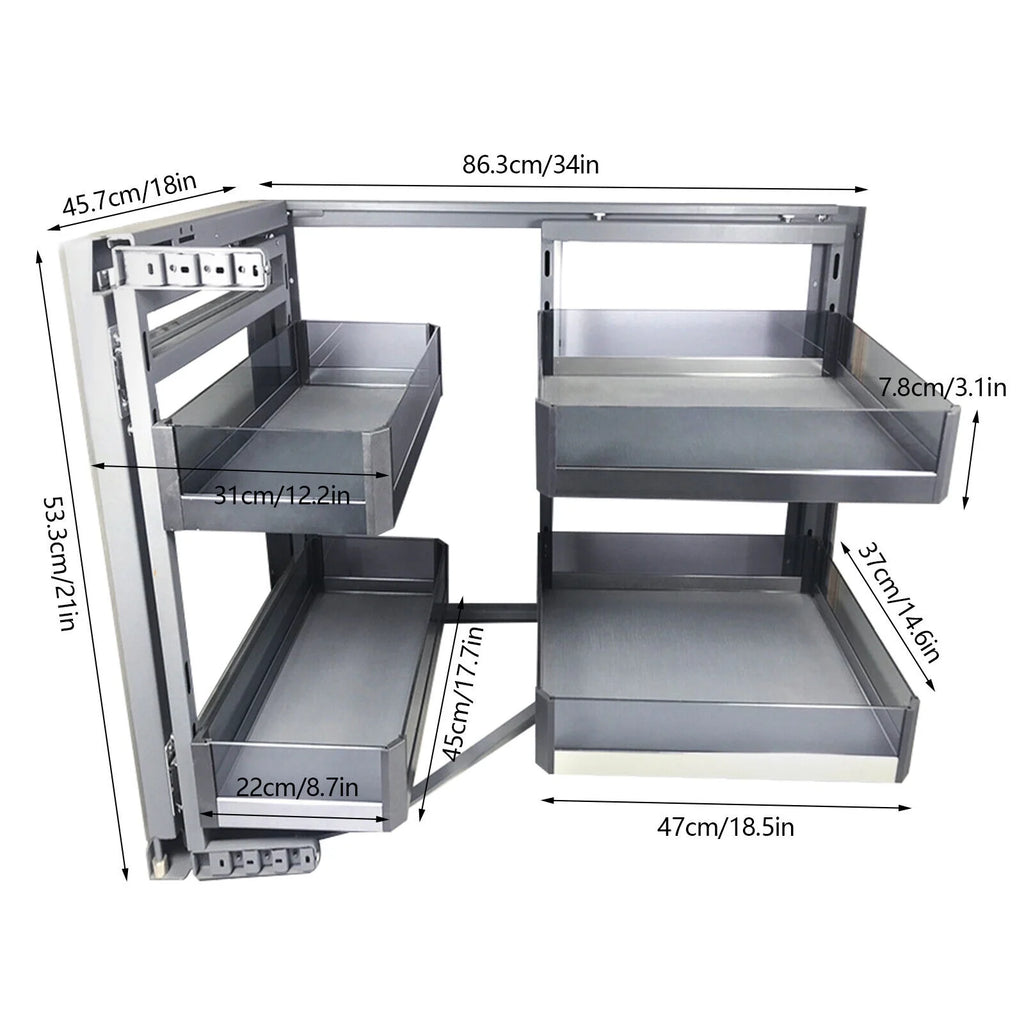 Corner Cabinet Pull Out Organizer, 2 Tier Swing Tray, Soft Close O7215