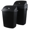 13 Gallon Rectangular Plastic Kitchen Trash Can with Swing Lid, Set of 4 Plastic Swing Top Waste Bin, Black