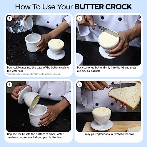 Marble Butter Keeper Crock with Lid Q3540