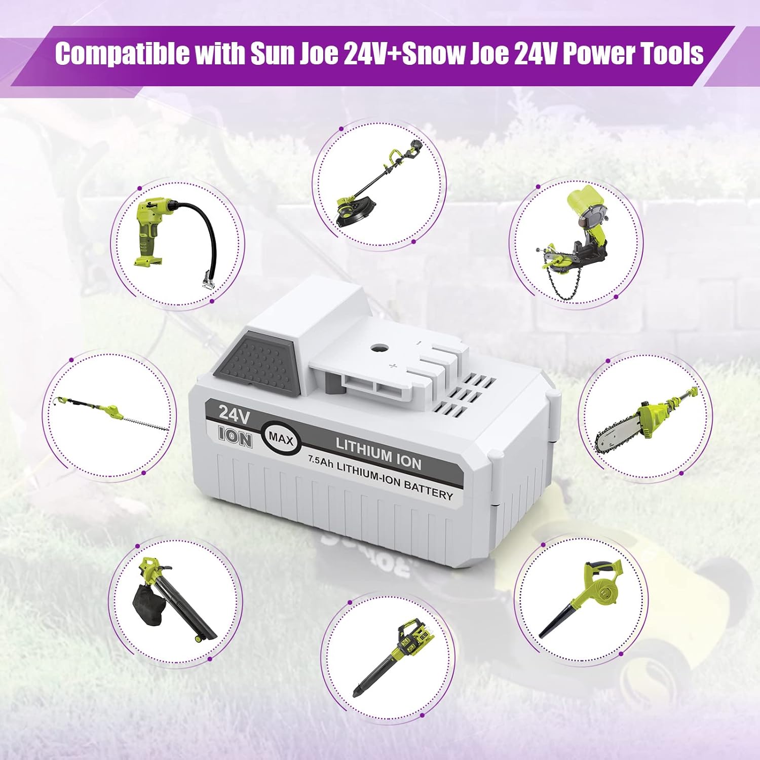 2-Pack 7500mAh 24V Li-ion Battery for Cordless Snow Blower P15742