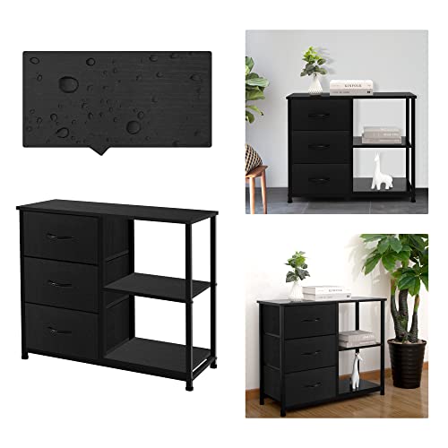 Rustic Brown Fabric Dresser with 4 Drawers and 2 Shelves R4438