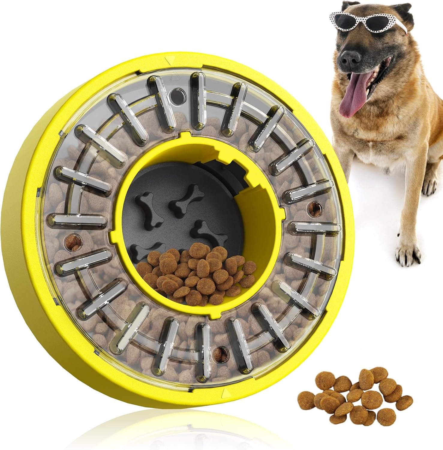 Dog puzzle toys for dogs mental stimulation interactive dog slow feeder toys treat Dispenser keep busy pet bowl puppy Brain game Toy for Small/Medium/Large dog adjustable Round rotating bowl