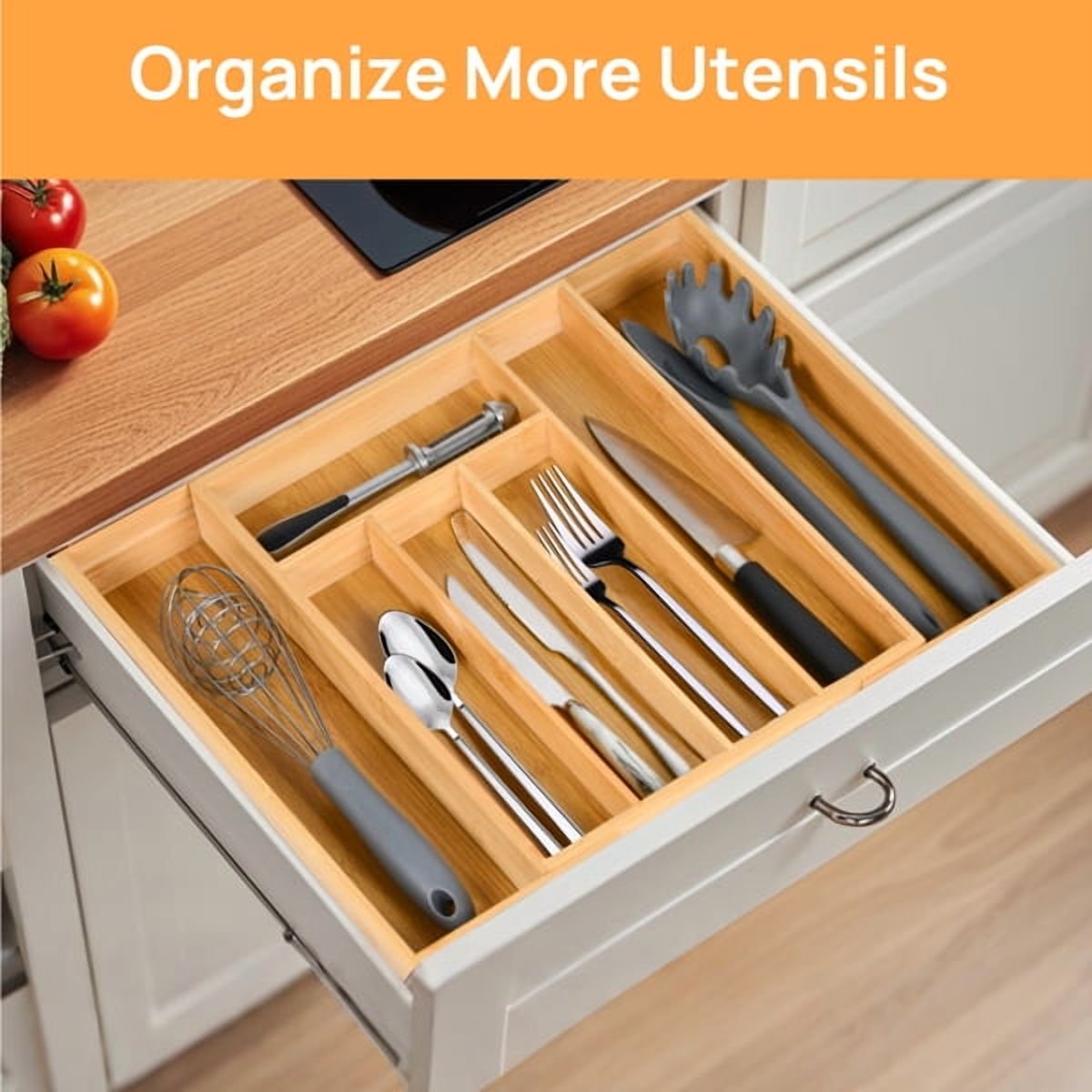 Bamboo Drawer Organizer for Cutlery and Kitchen Storage O939