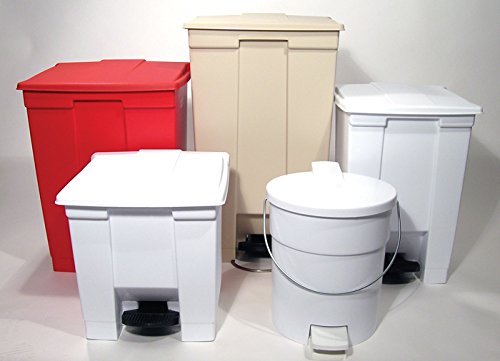 Step-On Lid Trash Can, 8-Gallon, Beige, Hands-Free Garbage Can Z2438
