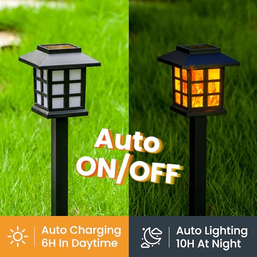 Solar Lights for Outside, 8 Pack Flickering Flame LED, Waterproof Garden Lights P21058