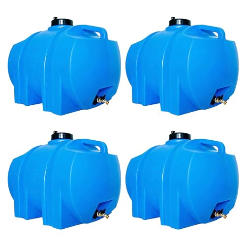 35 Gallon Utility Water Tank with Large Cap for Easy Filling, 3/4 Inch Brass Spigot, 2 Built in Strapping Points and 2 Handles, Blue