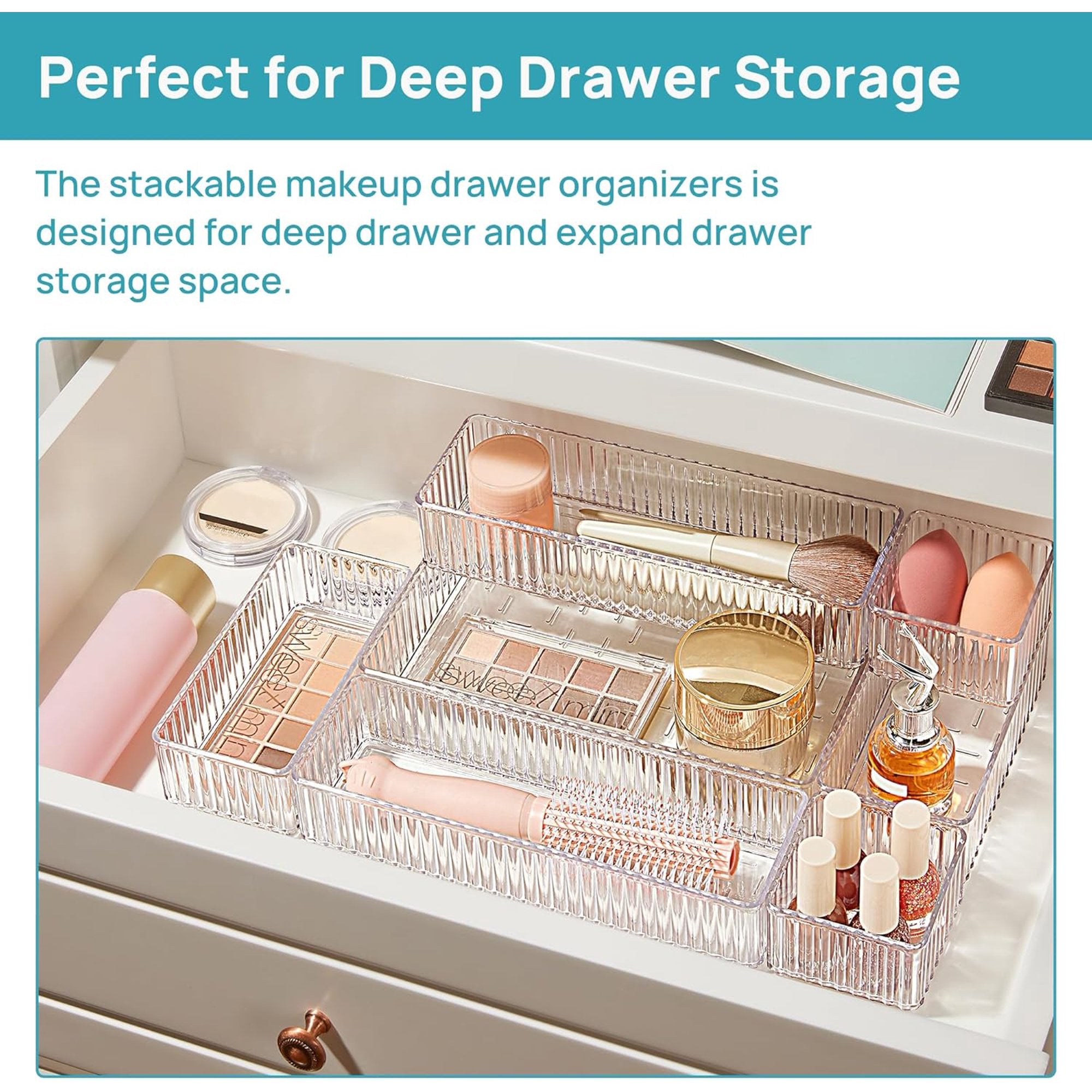Clear Drawer Organizer Bins, Stackable Acrylic Storage Containers P737