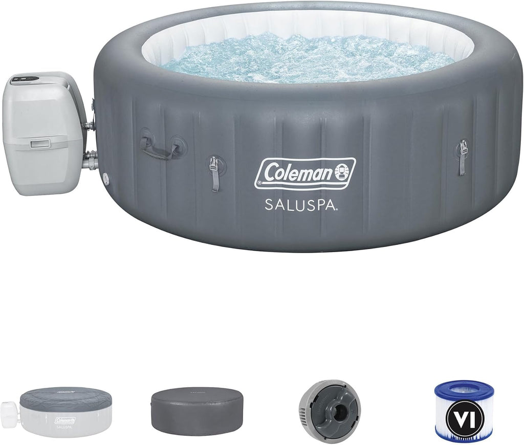 Bestway Coleman Palm Springs 4 to 6 Person EnergySense Smart AirJet Plus Inflatable Hot Tub Outdoor Spa with 140 AirJets and Insulated Cover