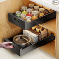 Deep Pull Out Cabinet Organizer Adhesive, 10-Inch Wide Sturdy Carbon Steel Roll-Out Drawers for Face Frame or Frameless Cabinets, Slide-Out Shelves for Pantry.