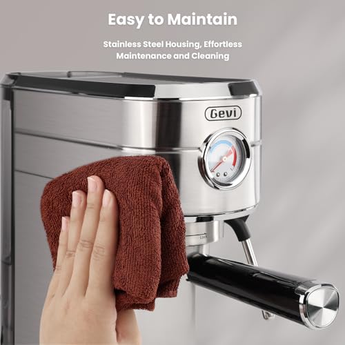 Espresso Maker 20 Bar with Milk Frother, Stainless Steel, for Latte & Cappuccino W928008