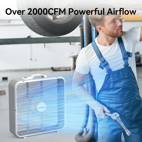 20 Inch Box Fan, 3-Speed Cooling Fan with Carry Handle, White (2 Pack) H53725