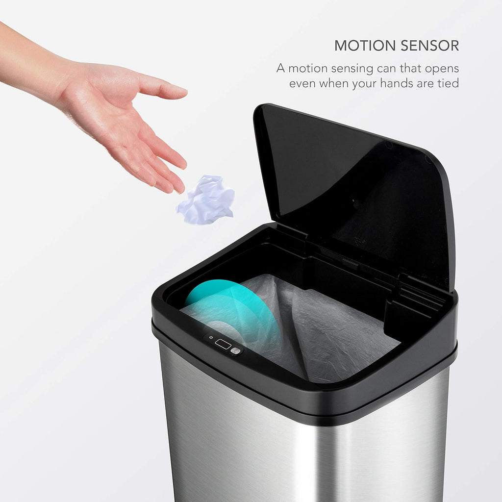 Automatic Motion Sensor Trash Can, 13 Gal, Black Trim X98409