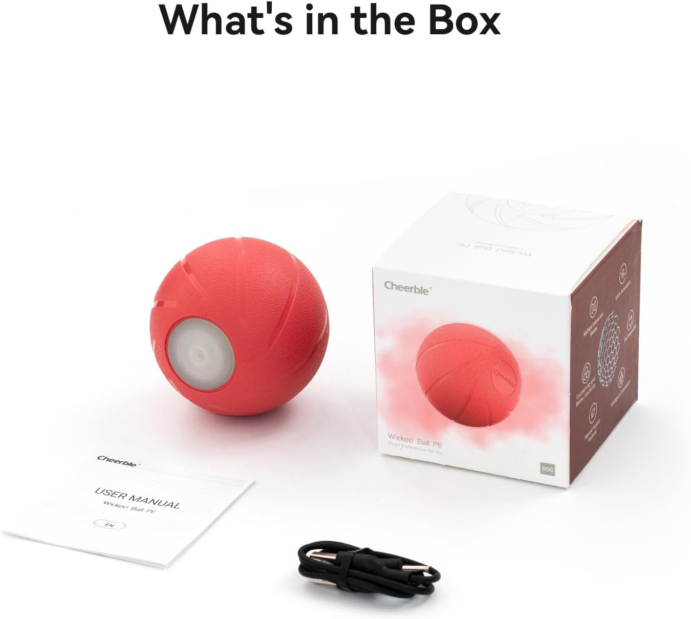 Smart Interactive Dog Toy, Automatic Moving Rolling Ball with LED Lights C106