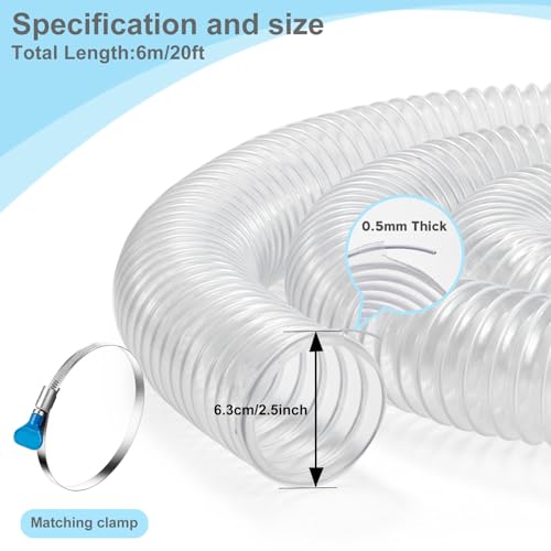 PVC Dust Collection Hose 4 Inch, 10 ft, Flexible with Carbon Steel Wire Coil Q574898