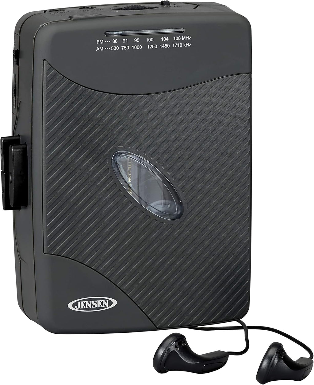 JENSEN Portable Cassette Player, Simple Retro Compact Style with AM/FM Radio, Detachable Belt Clip, and Stereo Earbuds Included (Renewed)