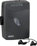 JENSEN Portable Cassette Player, Simple Retro Compact Style with AM/FM Radio, Detachable Belt Clip, and Stereo Earbuds Included (Renewed)