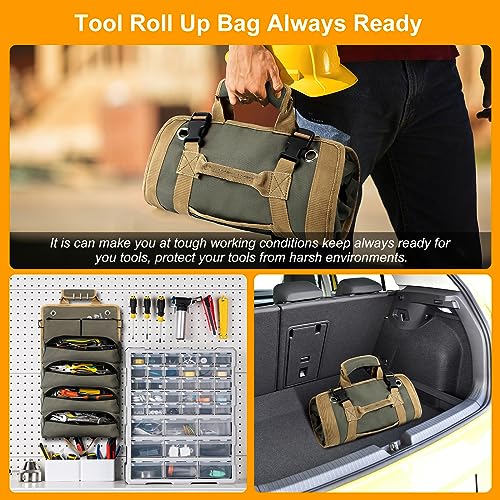 Roll Up Tool Bag with Detachable Pouches, Heavy Duty Organizer S157968