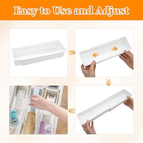 Hanging Expandable Drawer Organizer with Sliding Storage Trays, White D39936