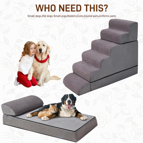 Foam Dog Stairs for High Beds, Non-Slip Pet Steps for Large Dogs T847