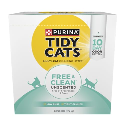 Purina Tidy Cats Clumping Cat Litter Odor Control, Free and Clean Unscented Multi Cat Litter - 16 lb. Bag