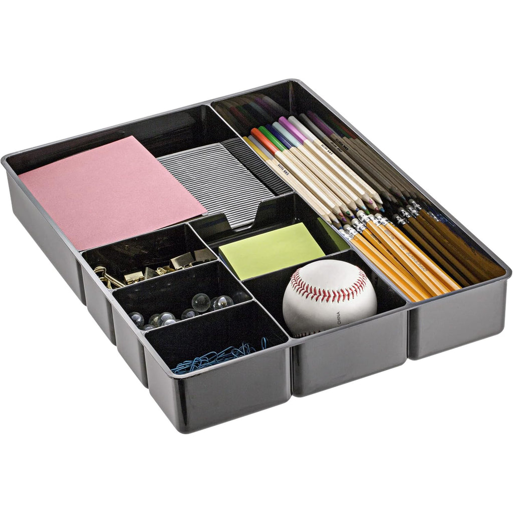 Deep Drawer Organizer Tray, 8 Compartments, 2 1/4H x 15 1/8W x 11 1/2D, Black