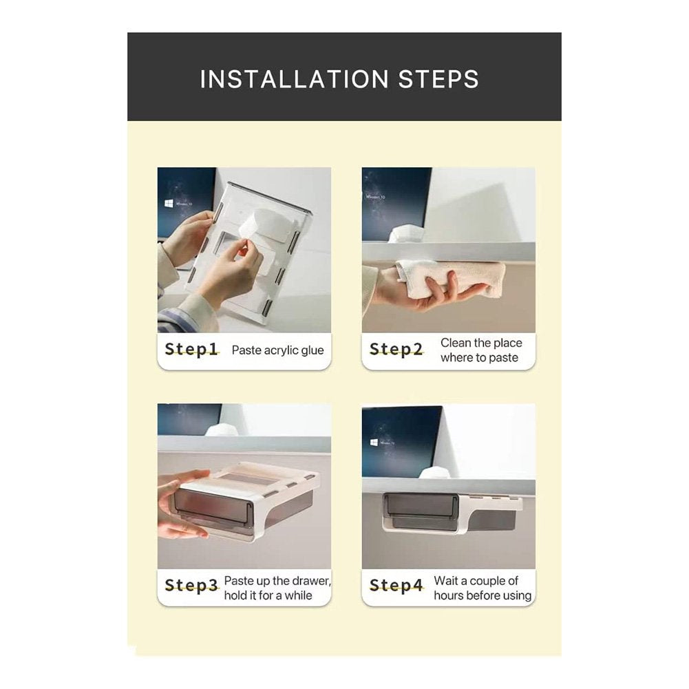 Under Desk Drawer, Adhesive Pull Out Storage, 9 Inch Z56200