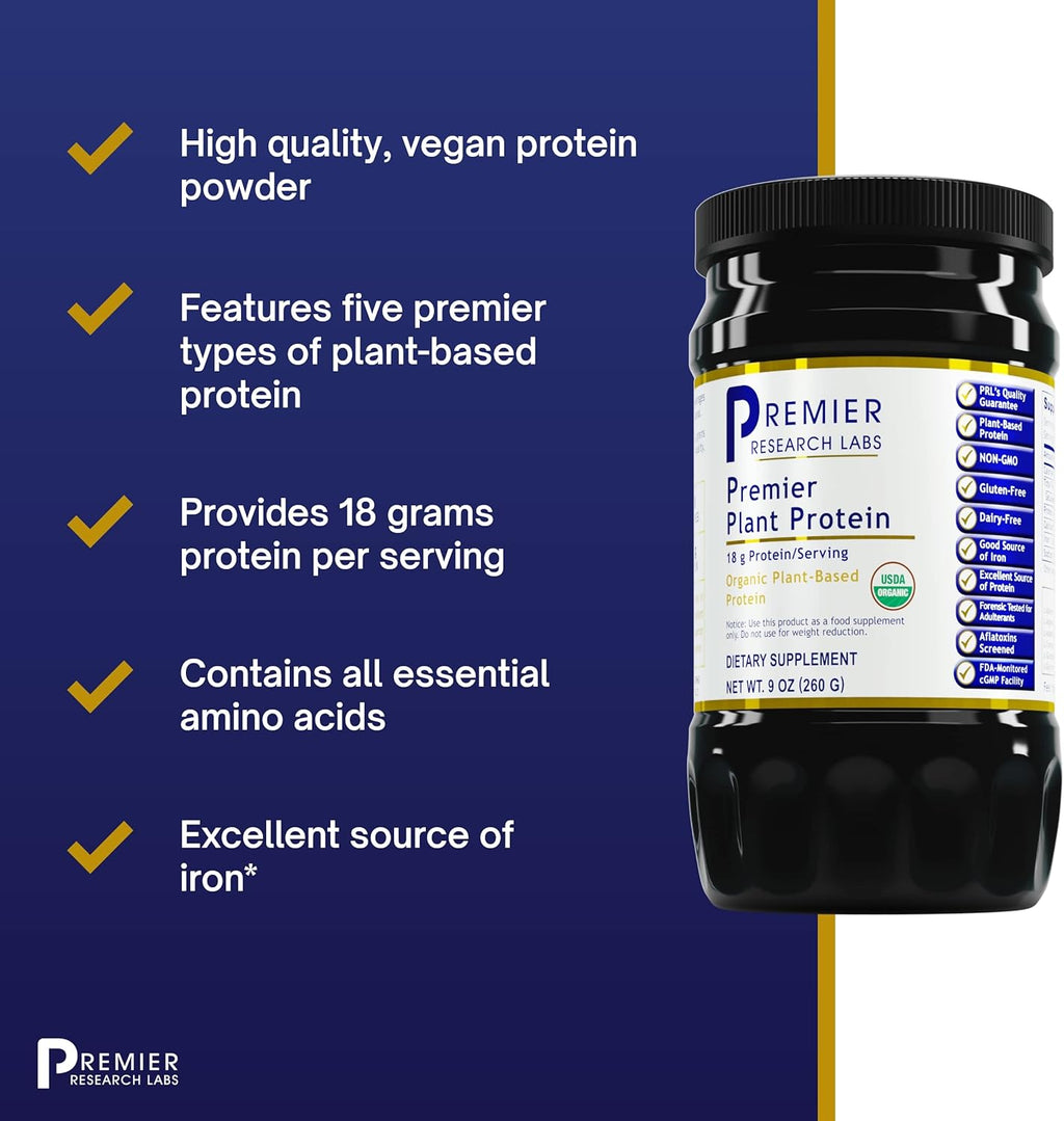 Plant Protein Powder with Pea Protein and Quinoa, Vegan, 9 oz E333745