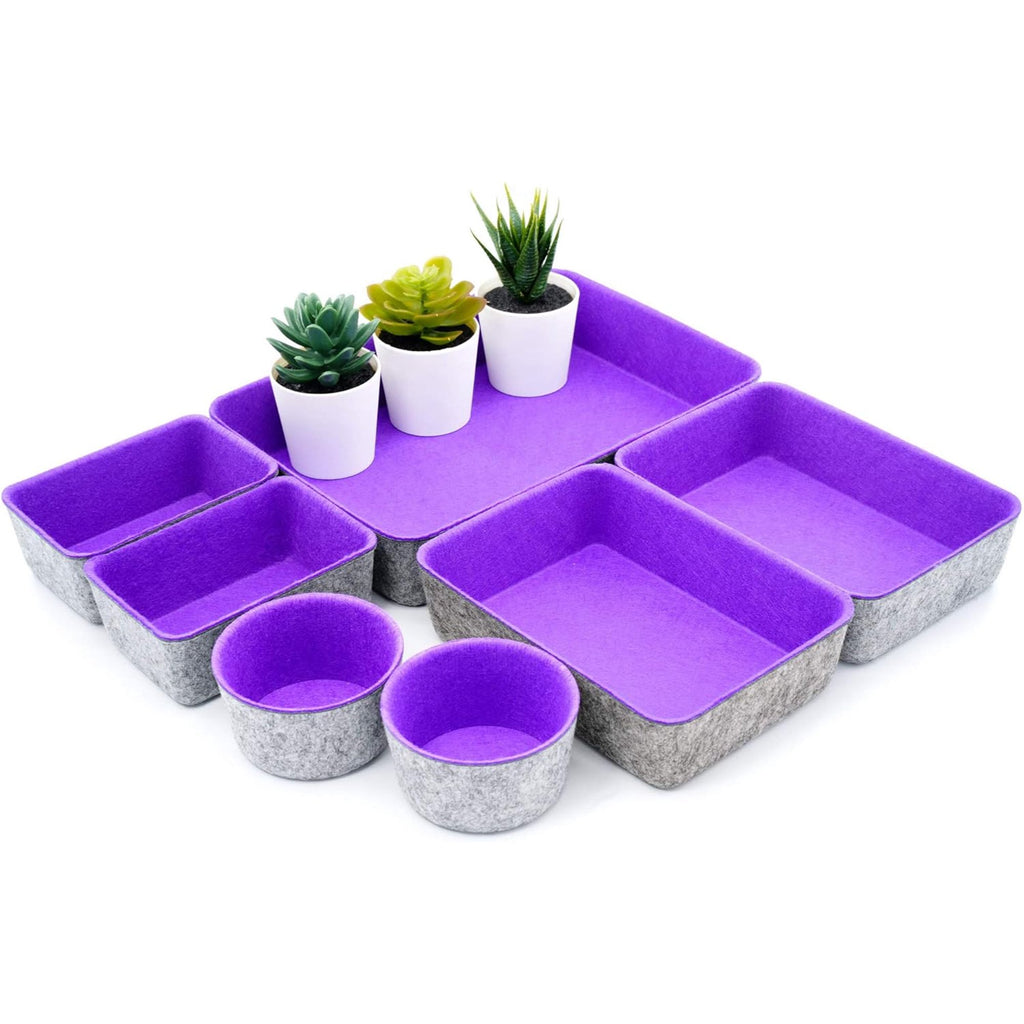 Felt Drawer Organizer Trays 7-Piece Storage Bins for Office Decor E389