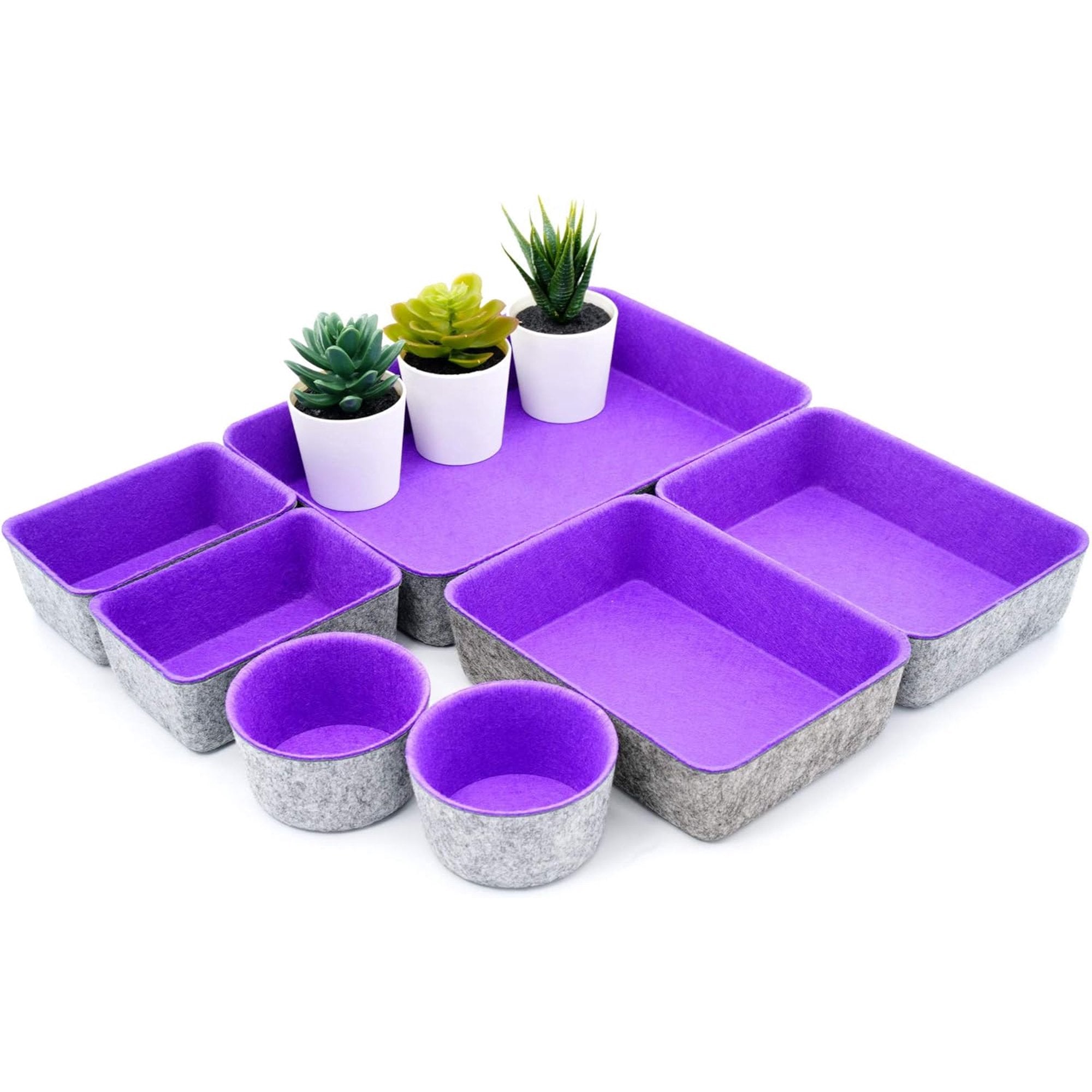 Felt Drawer Organizer Trays 7-Piece Storage Bins for Office Decor E389