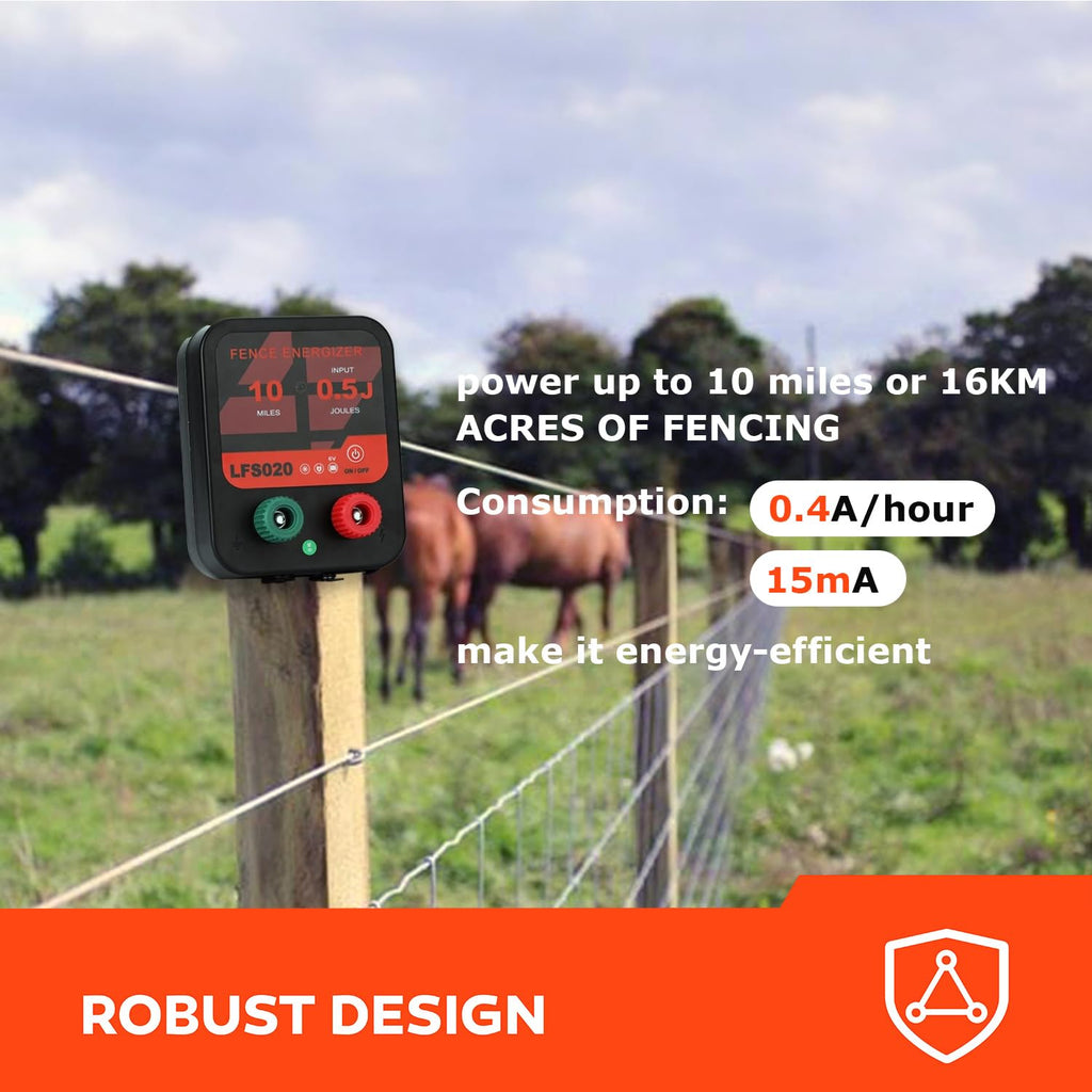 Solar Powered Electric Fence Charger 12V 0.3J Waterproof C592899
