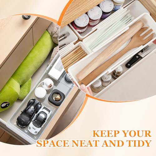 Hanging Expandable Drawer Organizer with Sliding Storage Trays, White D39936