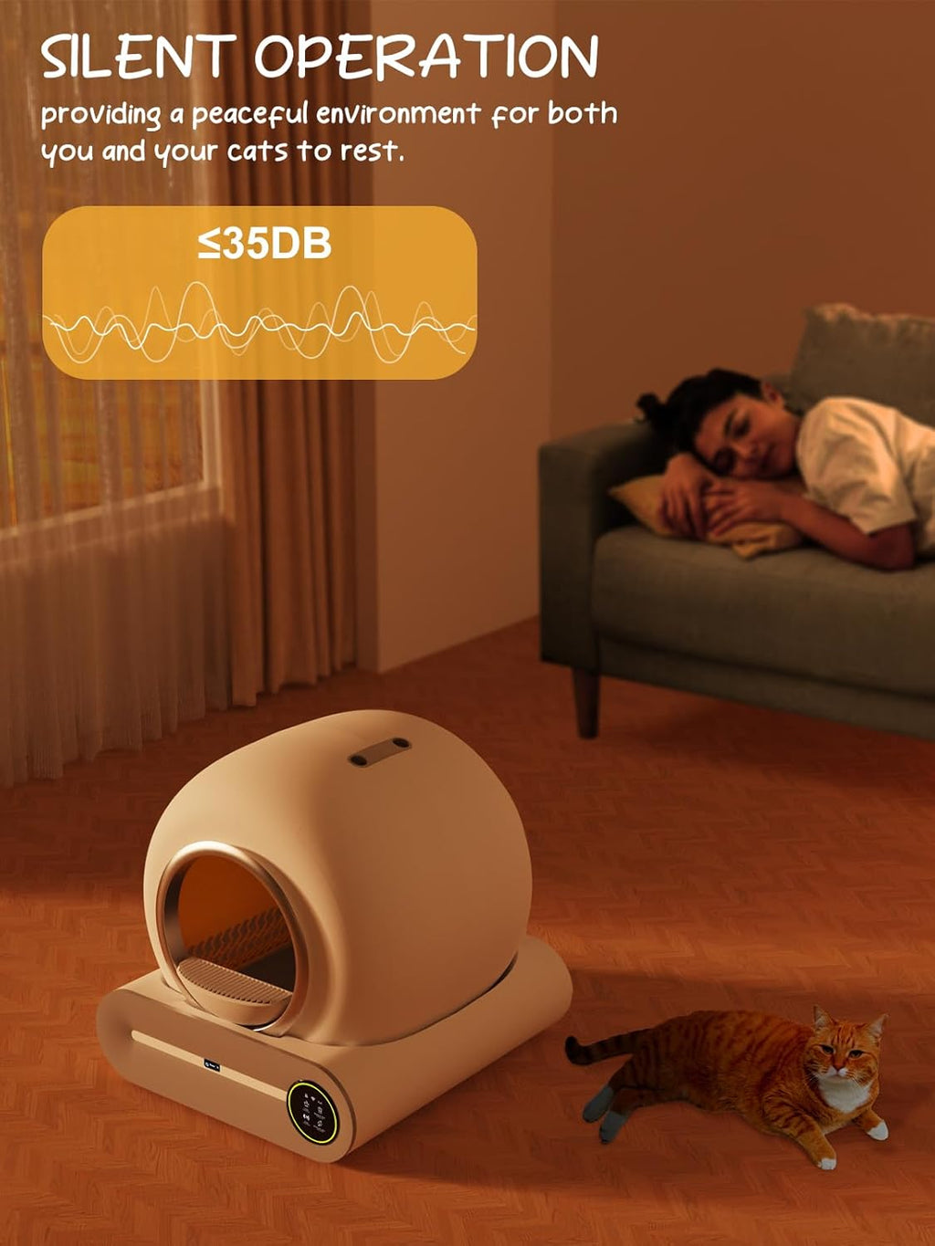 Self-Cleaning Litter Box for Multiple Cats with App Control A928