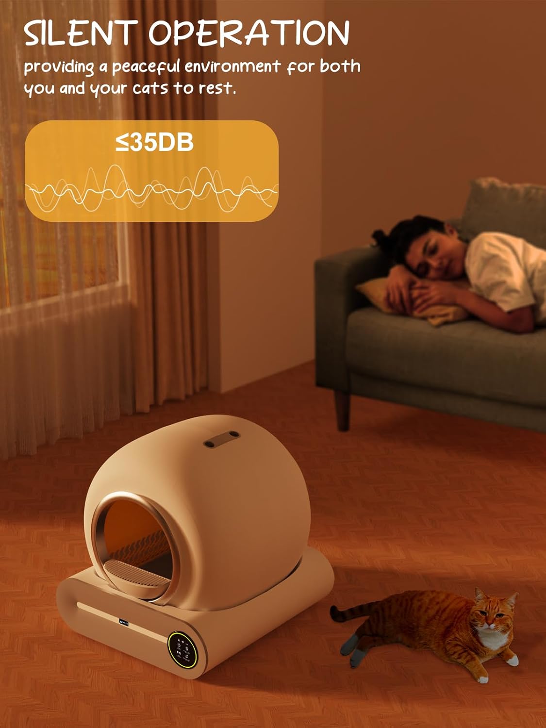 Self-Cleaning Litter Box for Multiple Cats with App Control A928