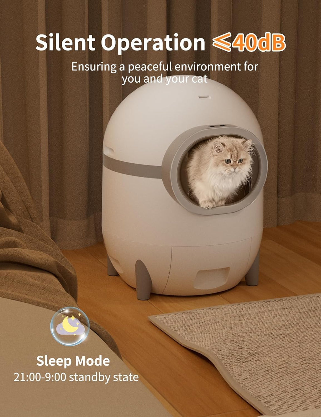 Self-Cleaning Cat Litter Box with Extra Large Waste Drawer E2055