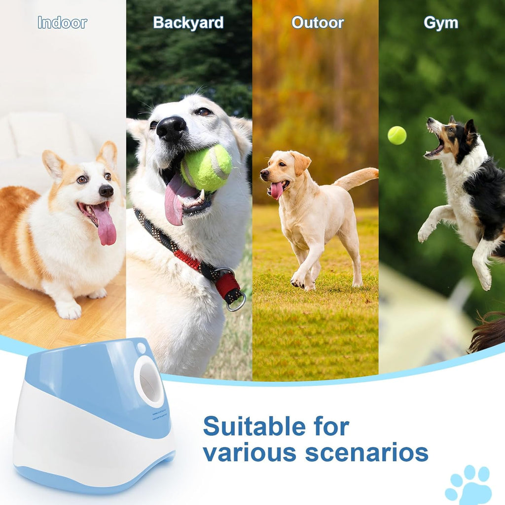 Automatic Dog Ball Launcher with 12 Tennis Balls, Interactive Pet Toy for Indoor Outdoor Use I51612