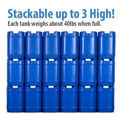 Emergency Water Storage Containers 20 Gallons, 4 Tanks with Lids and Spigot U9714