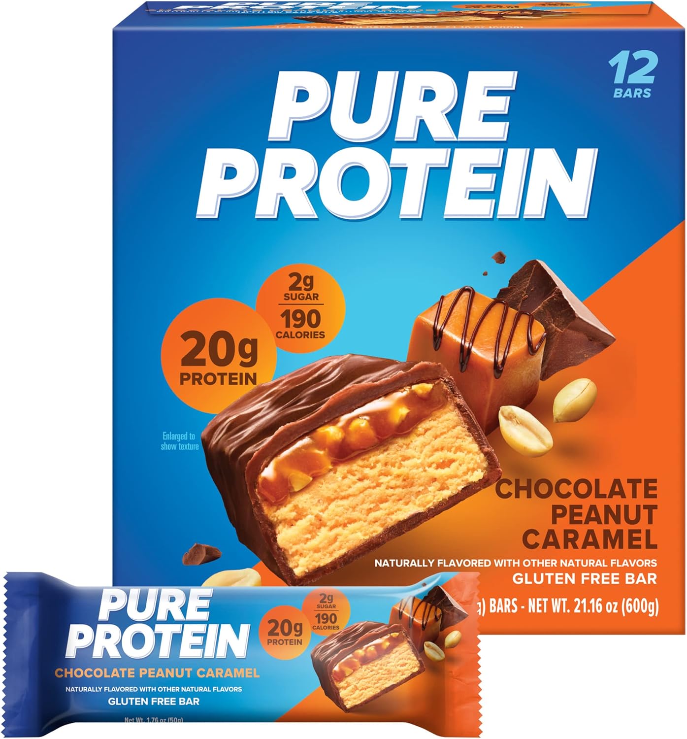 Chocolate Whey Protein Powder 1.78lbs with Protein Bars 12 Count E3434