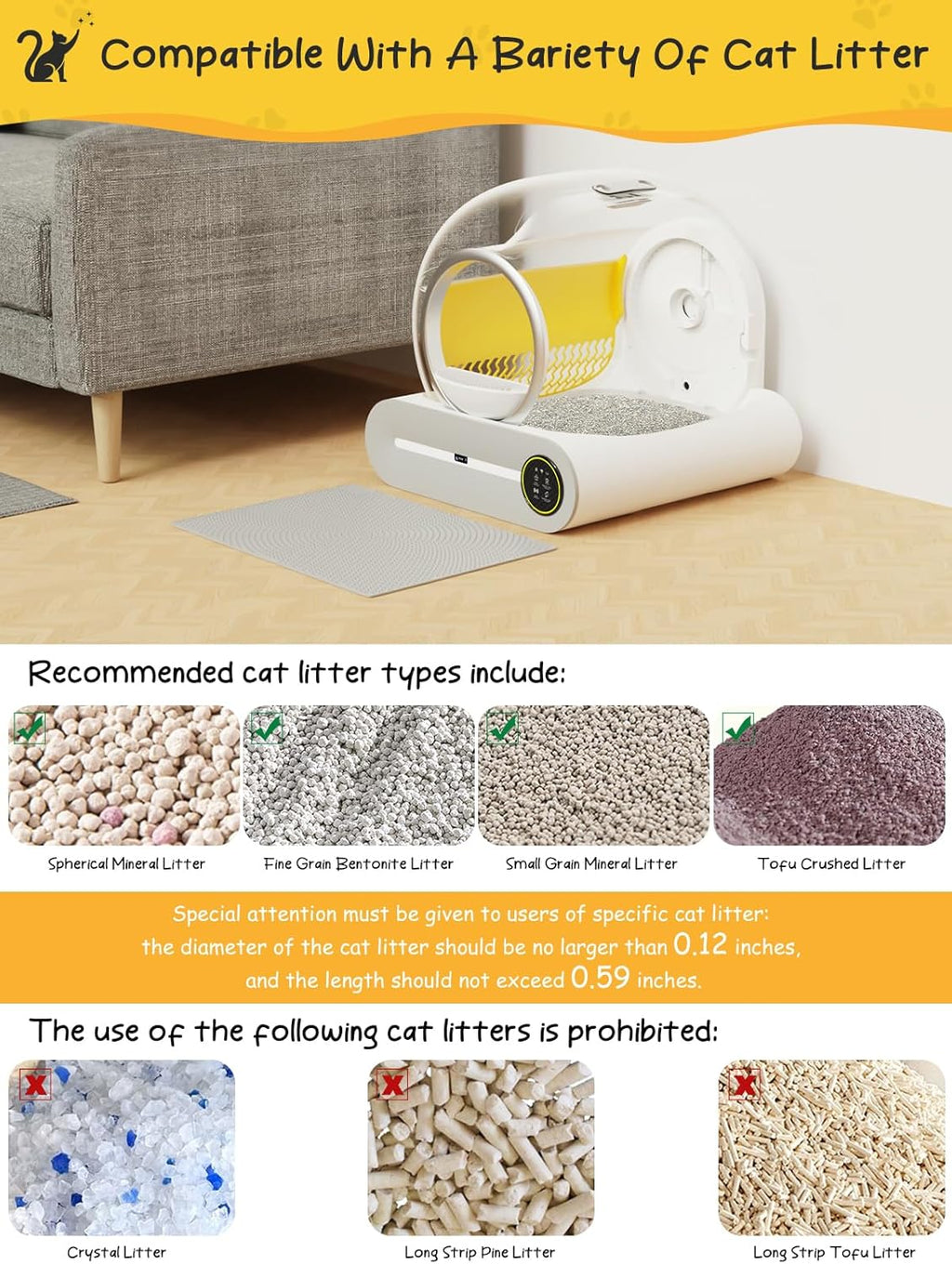 Self-Cleaning Litter Box for Multiple Cats with App Control A928