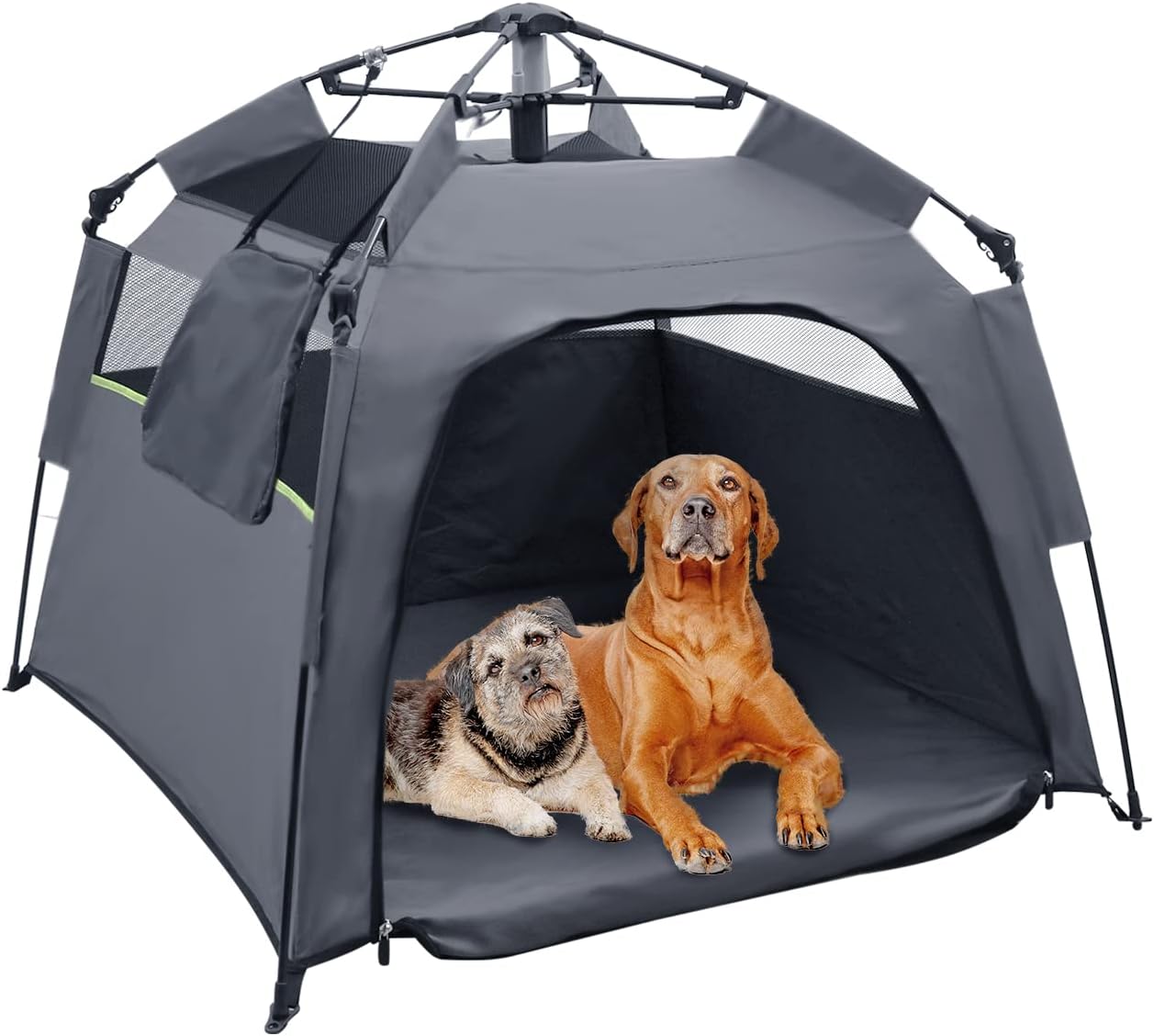 Pop Up Dog Tent, Plusvivo Dog Tents for Large Dogs 900D Sturdy Oxford Foldable Cool Mesh Camping Tent 40" X 40" X 28" with Shoulder Bag & UV Shade Canopy- Indoor Outdoor Beach Pet Tent