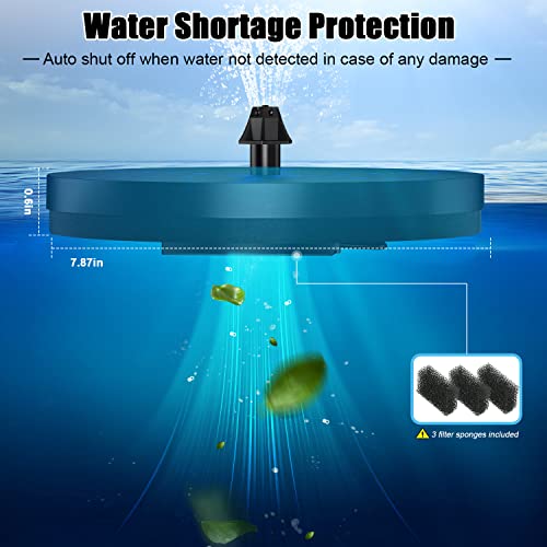 Solar Bird Bath Fountain with 4W Pump, 4000mAh Battery, 7 Nozzles, LED Lights for Garden and Patio N43414