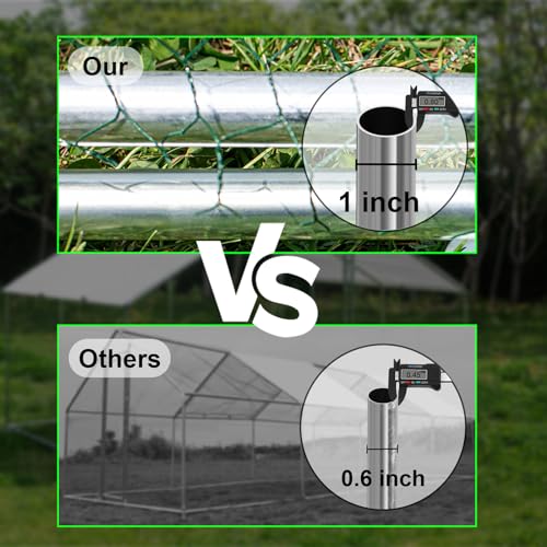 Large Metal Chicken Coop Walk-in Run with Waterproof Cover for Outdoor Poultry, Ducks, and Rabbits W99537
