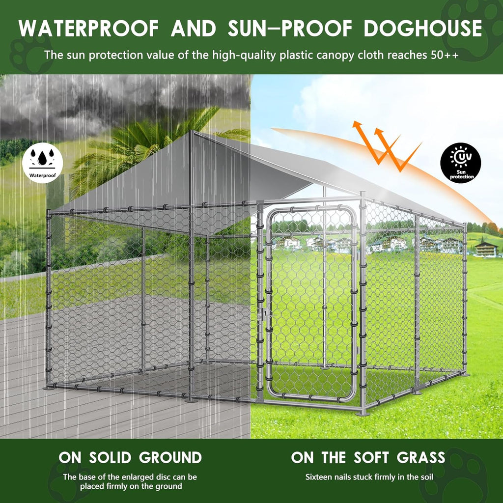 Heavy Duty Outdoor Dog Kennel with Water-Resistant Cover M966