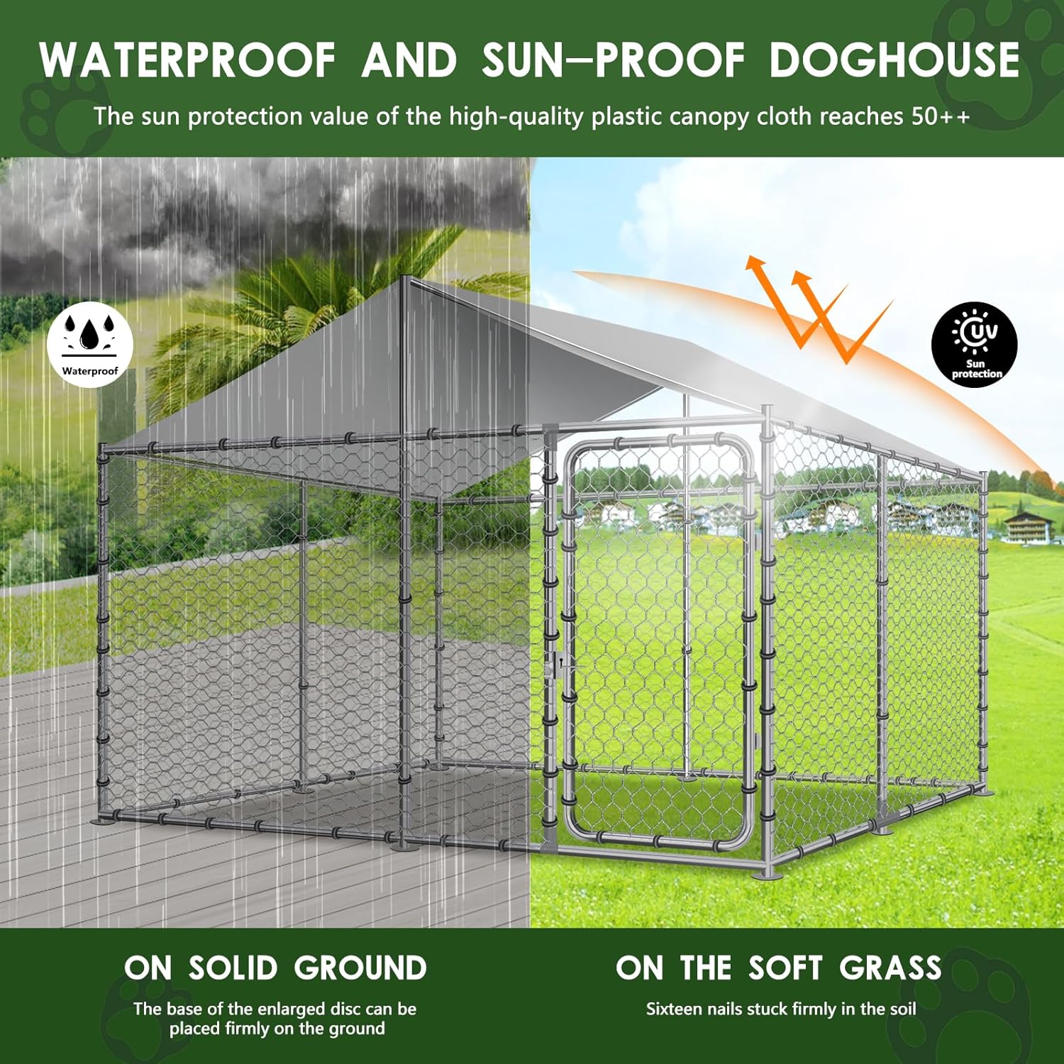 Heavy Duty Outdoor Dog Kennel with Water-Resistant Cover M966