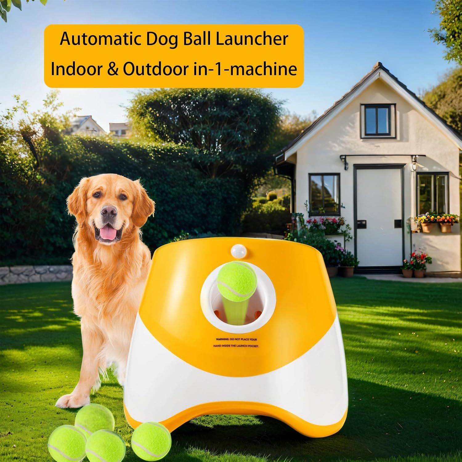 Automatic Dog Ball Launcher with 12 Tennis Balls, 10-30ft Throw Distance C6640
