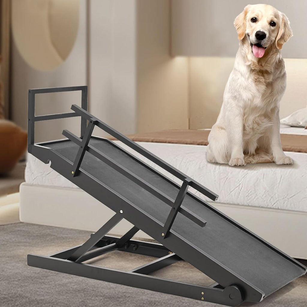 Dog Ramp,Upgrade Rubber Mat High Traction Ramp,5 Level Adjustable Folding Pet Ramp for Middle Bed, Couch,SUV,Great for Small & Large Old Dogs & Cats,Supports up to 200 lbs,45.2" Long(2024 Upgrade)