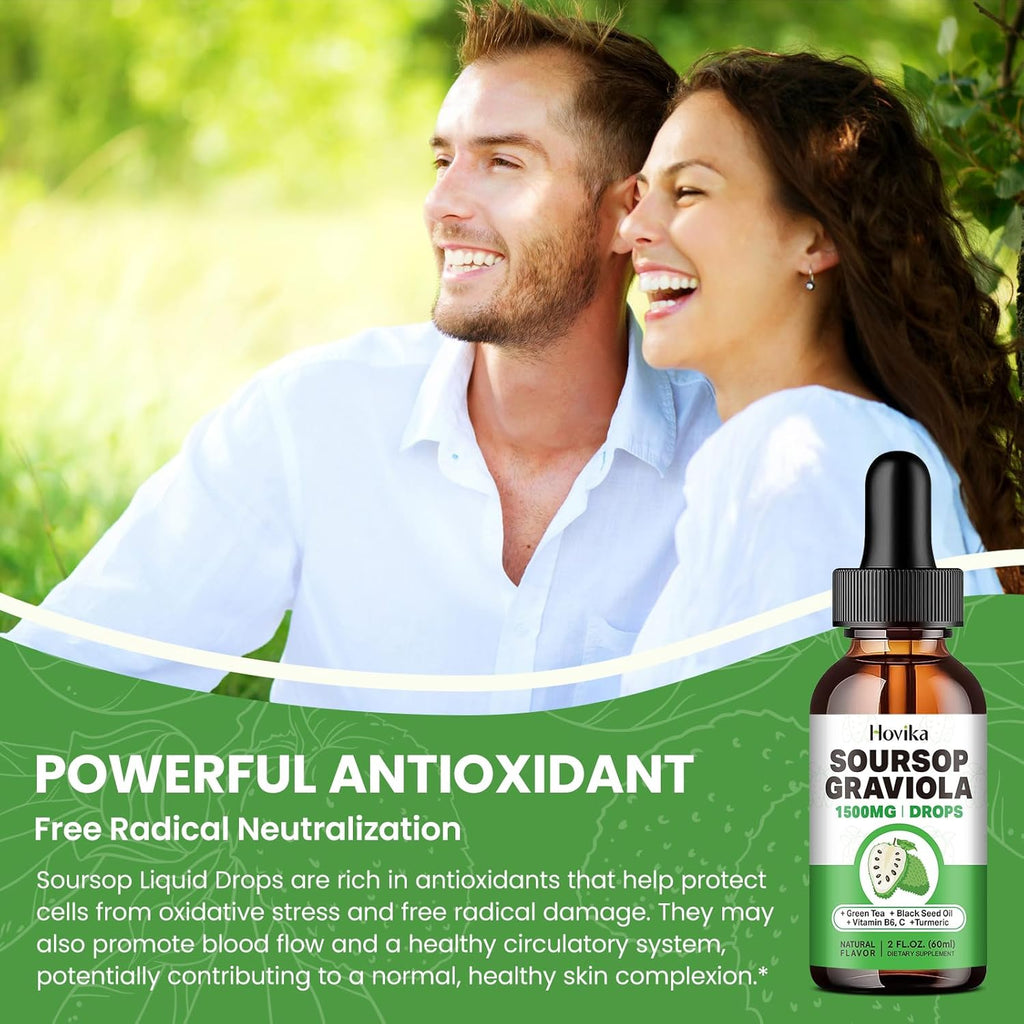 Soursop Graviola Liquid Drops with Green Tea, Black Seed Oil, Turmeric V562
